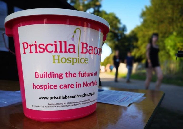 Priscilla Bacon Hospice fundraise collection bucket