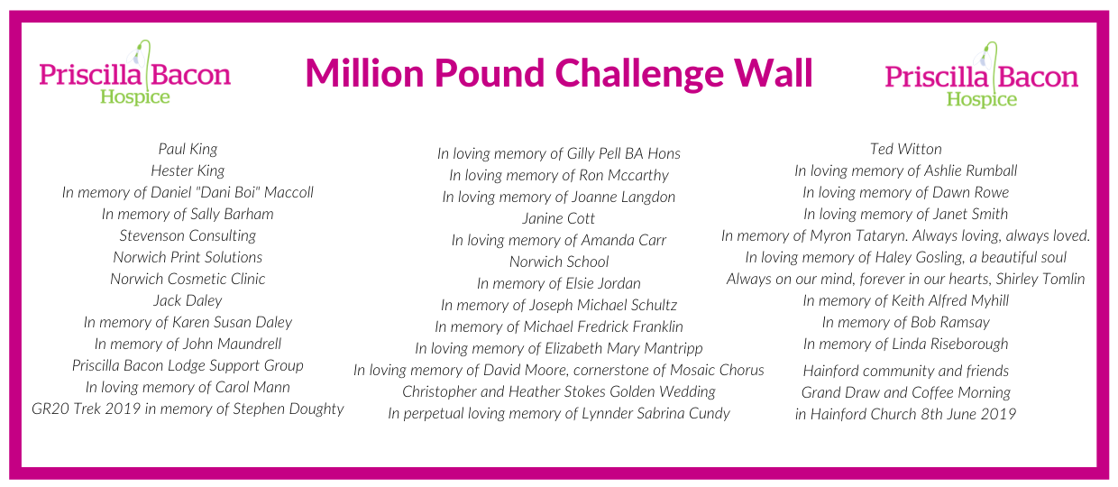 Priscilla Bacon Hospice - Million Pound Challenge